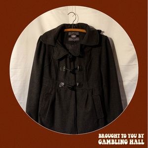 charcoal gray toggle duffle coat